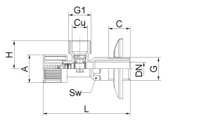 Robinet coltar cu bila HERZ, FE 1/2" - FE 1/2", PN 16, pentru apa cu sfera sub lavoar - Img 2