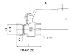 Robinet cu bila HERZ, FI-FI Ø 2 1/2" nr. 2, PN25, actionare maneta