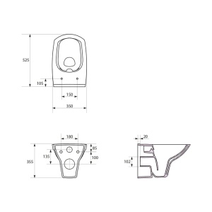 Set vas WC suspendat Carina, capac inclus, K701-035, alb - Img 5