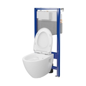 Set vas WC suspendat Moduo Plus CleanOn, capac inclus soft close si rezervor incastrat, S701-814, alb - Img 3