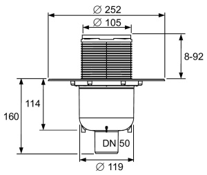 Sifon de pardoseala TECE drainpoint, 105 x 105 mm, iesire verticala DN 50, cu flansa universala Seal System, 3601300 - Img 2