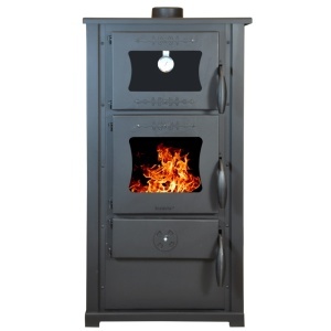 Soba pe lemn Termax Bucovina, 12.2 kW, cuptor incorporat, randament 84.17%, 80 m², Maro - Img 2