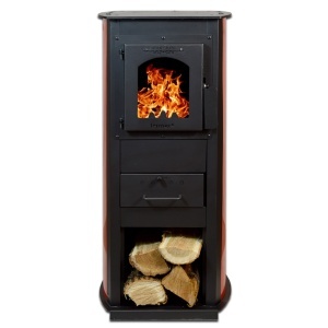 Soba pe lemn Termax Corex, 6.11 kW, evacuare spate, randament 86.49%, 40 m², spatiu depozitare lemne, Bordo - Img 1