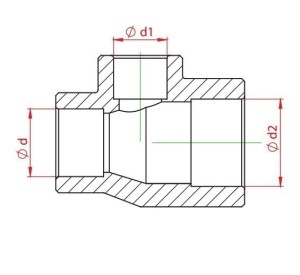 Teu redus PPR alb, Ø40-20-40