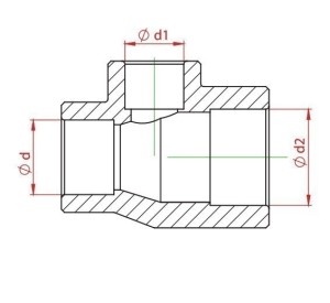 Teu redus PPR alb, Ø40-25-40