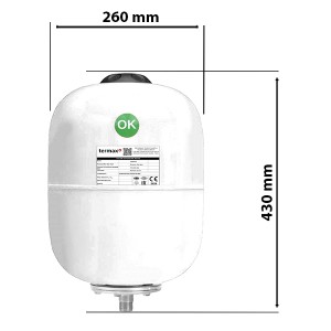 Dimensiuni Vas expansiune 24 litri Termax pentru instalatii solare, Ø 260 mm, 1"