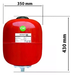 Dimensiuni Vas expansiune 35 litri Termax fara manometru pentru instalatii de incalzire, Ø 350 mm, 1"