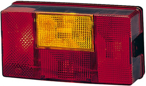Lampa stop spate stanga (P21W/R10W, 12/24V, cu semnalizare, cu lumini ceata, cu lumina stop, lumina parcare, cu lumini numar, fara reflector)
