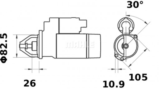 Electromotor (12V, 2,7kW) AHLMANN AS; ATLAS AR; BOMAG BW; CASE IH 300; DITCH WITCH 3000; DYNAPAC CC; GEHL 4000; INGERSOLL RAND P; INTENSUS XD; LIEBHERR stanga 3FL1011F-F3M2011