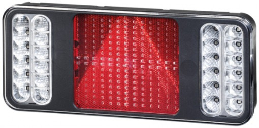 Lampa stop spate dreapta (LED, 12V, cu semnalizare, cu lumini ceata, lumina marsalier, cu lumina stop, lumina parcare, reflector triunghiular, lungime cablu: 0,5m)