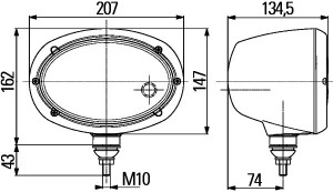 Far universal stanga/dreapta (H4/T4W, 12/24V, latime 207mm, inaltime 162mm, transparent, negru) - Img 4