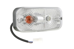 Semnalizator fata Dreapta (culoare sticla: alb, cu soclu bec, conector AMP Faston 250; montare spate; Optica FF; sirma 0,15m)
