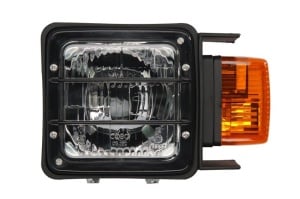 Far universal Stanga (12/24V, latime 220mm, inaltime 151mm, portocaliu/transparent, negru, Lampi de pozitie, faza scurta, semnalizare)