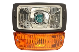 Lampa frontala Dreapta (H4/T4W, 12/24V, functii aditionale: Indicator de rotire, Lampi de pozitie, faza scurta, semnalizare, culoare semnalizator: portocaliu, inaltime: