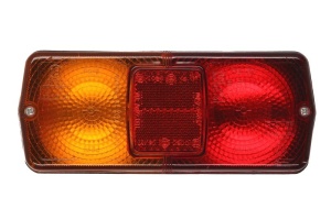 Lampa spate Dreapta (P21/5W/P21W, 12/24V, portocaliu/rosu, cu indicator, cu lumini frana, lumini parcare/pozitie, reflector)