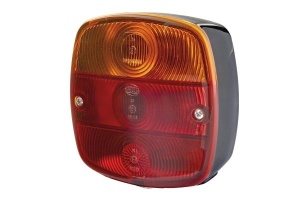 Lampa spate Dreapta/Stanga (P21W/R10W, 24V, galben/rosu, cu indicator, cu lumini frana, lumini parcare/pozitie, cu iluminare numar de inmatriculare, fara reflector)