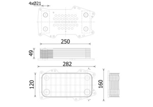 Radiator ulei potrivit RVI MIDLUM; VOLVO B5, FE, FL II, EC, ECR, EW, FC, L, P, SD; AHLMANN AS; DEUTZ FAHR AGROFARM, AGROTRON, AGROTRON K, AGROTRON L B5.9C-TTCD7.8L06 (120x49x250mm)