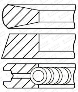 Set segmenti piston potrivit JOHN DEERE 540G III, 548G III, 5083E, 5085M, 5093E, 5095M 4WD, 5101E, 5105M, 5410, 5500, 5510, 5603, 5620, 5625, 624H LL, 653E, 7405, 7410 (106, 5 STD 3, 15-8-231)