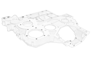 Carcasa distributie URSUS 5322, 5324; CASE IH 11, 80 C; CATERPILLAR M300C; CLAAS 925 PLUS, 964 PLUS, 965 PLUS, 974 PLUS, 975 PLUS; JCB 520 LE, 520 SLE, 520-50 LE, 525-50 S; LANDINI 8210, 8220