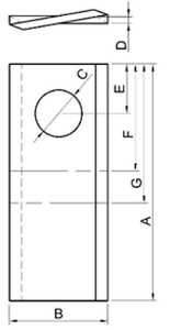 Cutit cositoare (decalat) 120x48x4mm, diametru gaura: 18,5mm, muchie taiere stanga potrivit FELLA; POTTINGER; VICON