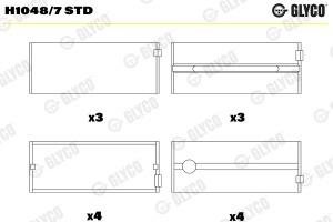 Cuzineti arbore cotit potrivit IVECO EUROCARGO I-III, EUROFIRE II, EUROTECH MT; FIAT 1000, 160-XX, 180-XX, 300, FE; HITACHI DX, FR 8360.46-8365.25.533 (STD, principalele directii, set)