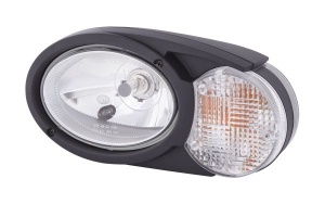 Lampa frontala Stanga (H4/P21W/PY21W/T4W, culoare insert: negru, culoare semnalizator: gri/transparent) potrivita Fendt 922 VARIO, 924 VARIO, 930 VARIO