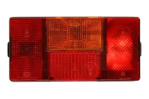 Lampa spate Stanga (P21W/R10W, 12/24V, galben/rosu, cu indicator, lampa anti-ceata, cu lumini frana, lumini parcare/pozitie, cu iluminare numar de inmatriculare)