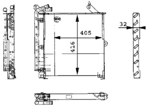 Radiator ulei potrivit JOHN DEERE 100, 110, 200, 210, 300, 310, 400, 500, 600, 6010, 6010 SE, 6100, 6100 SE, 6110, 6110 E, 6110 SE, 6200, 6200 SE, 6210, 6210 SE, 6300, 6300 SE (405x32x416mm) - Img 3