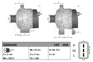 Alternator (14V, 40A, nou), JOHN DEERE 110, 1023E, 1025R, 27D, 2025R, 35G, 3120, 3203, 3320, 3520, 3720, 4105, 4200, 4210, 4300, 4310, 4400, 4410, 4500, 4510, 4600, 4610, 4700, 4710, 750, 754, 758 - Img 2