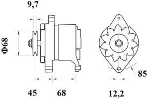 Alternator (14V, 55A, nou), DEUTZ FAHR 310, 320, 57, 60, 65, 67, 70, 75, 80, 90, 310 ECOLINE, 315 ECOLINE, 320 ECOLINE, 410, 410 ECOLINE, 420, 4.80 MK1; FIAT 1000, 1000 S, 1180, 1280 - Img 3
