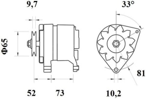 Alternator (14V, 55A, nou), FIAT 700, 1.3 Sport, 1.1, 1.1 (128A), 1.3 (128A), 1.3, 1.0, 1050, 1.1 60, 60 1.1, 70 1.3, 75 i.e. 1.5, 75 1.5, 85 1.5, 85 1.6, 85 Super 1.5, 1.5, 50 1.3 - Img 3