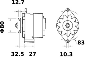 Alternator (14V, 65A, nou), URSUS 3514, 3822, 3824, 4512, 4514, 360 3P; ZETOR 11641; CASE IH 633, 633 A, 633 E, 633 EA, 633 V, 733, 733 E, 48, 48 A, 50, 60; CLAAS 66, 68, 907, 925 - Img 3