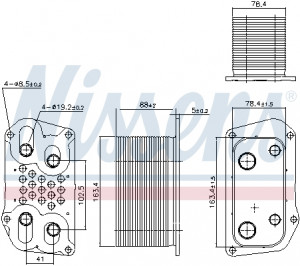 Radiator ulei (78x78x163mm) FENDT 300, 400, 500, 700, 800; AHLMANN AS; ATLAS COPCO XAHS, COPCO XAMS, LC, MH, W; BELARUS 1000; BOMAG BF, BW; DEUTZ FAHR AGROFARM BF4M1012-TD226B-6