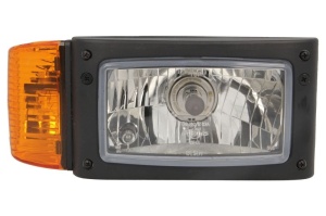 Lampa frontala Dreapta (H4/P21W/W5W, manual, ansamblul superior; soclu dreptunghiular, culoare insert: cromat, culoare semnalizator: portocaliu)