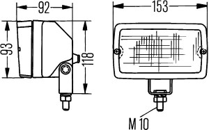 Lampa lucru ; Master 5060 potrivit FENDT 200, 300 dupa 1980 (H3, 12/24V, 35/70W, lungime: 153mm, inaltime: 118mm, latime: 153mm, adancime: 92mm, fara becuri) - Img 3