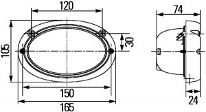 Lampa lucru potrivit FENDT 8380P, 8410P, 9490X; MASSEY FERGUSON 9380 (H3, 12V, 55W 2000mmx105mmx74mm) - Img 3
