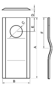 Cutit cositoare (indoit) 112x37x4mm, diametru gaura: 18,5mm potrivit KUHN