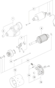 Demaror potrivit AMMANN ACR70D, APF1240; BOMAG BW75H; SDMO DX 4000 E, DX 6000 E XLC, DX 6000 TE XLC, SD 6000 E XL, SD 6000 TE XL, VX 180/4 DE XLC (12V, 1kW, nou) - Img 2