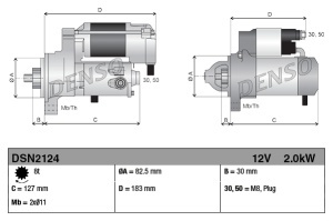 Demaror potrivit KUBOTA (12V, 2kW, numar dinti 8 buc, nou) - Img 2