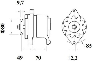 Alternator (14V, 55A, nou), DEUTZ FAHR 310, 320, 57, 60, 65, 67, 70, 75, 80, 90, 310 ECOLINE, 315 ECOLINE, 320 ECOLINE, 410, 410 ECOLINE, 420, 4.80 MK1; FIAT 1000, 1000 S, 1180, 1280 - Img 3