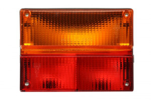 Lampa spate Stanga potrivit DEUTZ FAHR 100, 120, 140, 110, 125, 130 (P21W/R5W, 12V, portocaliu/rosu, cu indicator, cu lumini frana, lumini parcare/pozitie, cu iluminare numar de inmatriculare)
