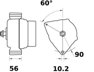 Alternator (14V, 95A, nou), FENDT 307 CI FARMER 2WD, 307 CI FARMER 4WD, 308 CI FARMER, 309 CI FARMER; AHLMANN AS150; ATLAS XAS 186 C2, XATS 156 C2; BOMAG BW211D-40, BW211PD-40 - Img 3