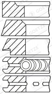 Set segmenti piston potrivit URSUS 3514, 360 3P; AHLMANN AL7, AL7C, AL7D, AL7G, AL8, AL8C, AL8CS, AS7C, AS7CS; ALBAJAR 08, 10, 14T, 304, 366, 3000, 420, 4300 (91, 44 STD 2, 38-2, 38-26-6, 335)