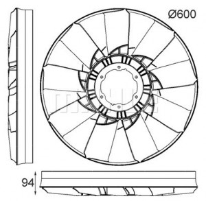 Ventilator radiator potrivit JOHN DEERE 300, 400, 500, 5000, 600, 6000, 6R, 700, 7000, 900, R 4045HL280-6068T2V-CR (diametru 600mm, numar palete 9) - Img 3