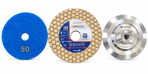 Set profesional WERTEC Jolly Cut 125 mm – Disc diamantat 45°, adaptor M14 și pad de șlefuire P50
