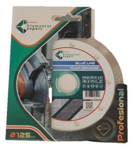 Disc DiamantatExpert pt. Ceramica, Gresie Portelanata de Duritate Medie, Placi 125x22.23 (mm) taiere uscata sau umeda, Blue Line Profesional