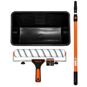 Set profesional pentru zugrăvit AXUS & Solid Tools – găleată 25 L, rolă 46 cm, cadru reglabil și prelungitor telescopic 123–210 cm