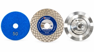 Set profesional WERTEC – Disc diamantat SuperCut 125 mm + Disc suport M14 100 mm + Pad diamantat granulație 50
