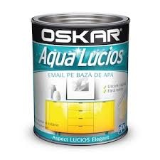 Vopsea email pe baza de apa Oskar Aqua Lucios, Alb pur, 0.6 l