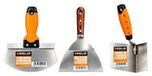 Set profesional SOLID Tools – 3 șpacluri inox pentru gletuire și finisarea colțurilor